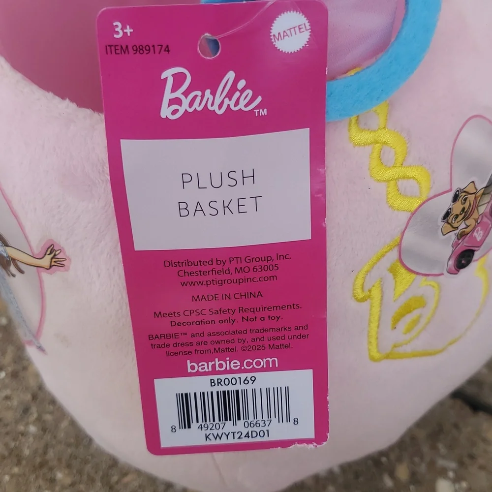 Barbie Pink Plush Basket Easter Halloween Carrier New